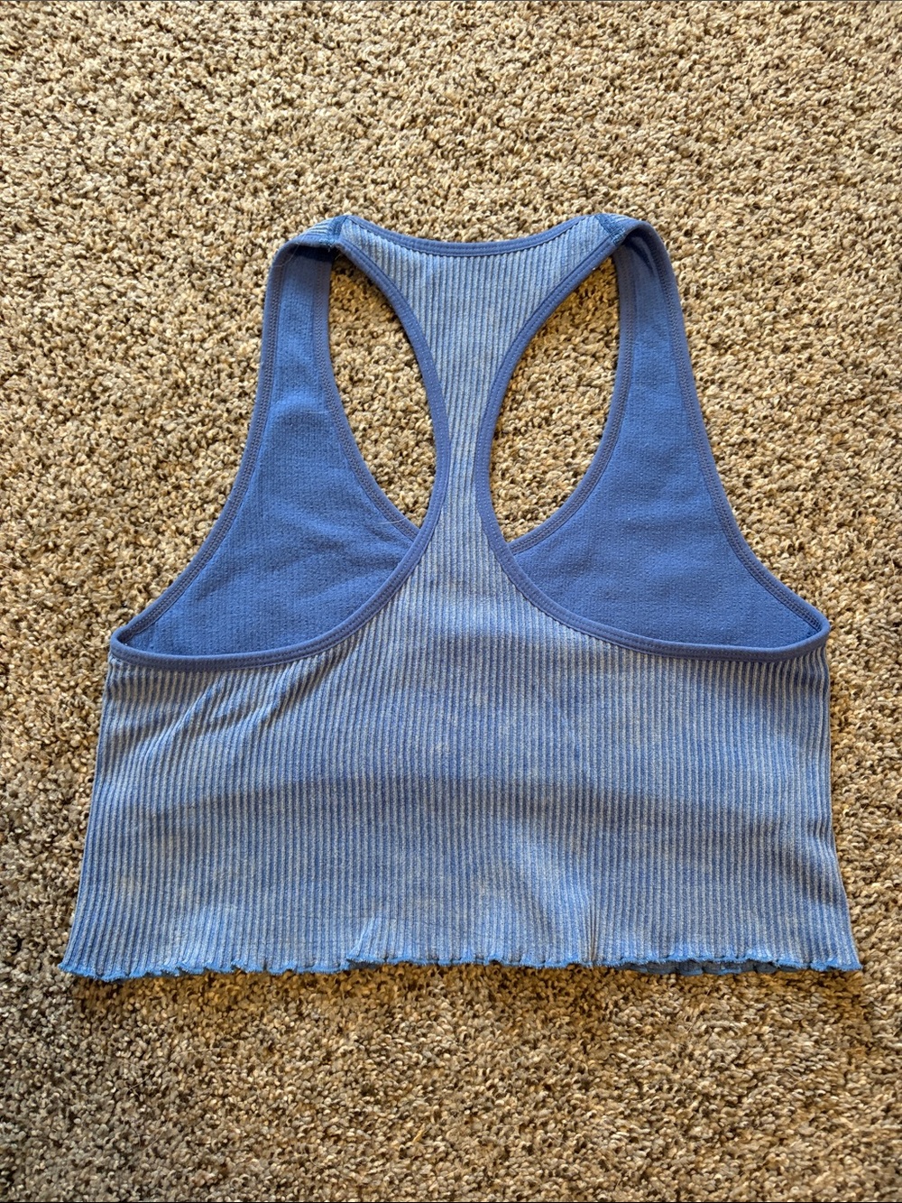 Blue Ribbed Racerback Crop Tank - Picture 2 of 2